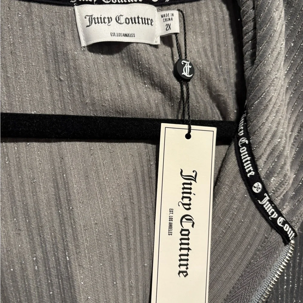 Juicy Couture Gray/silver Metalic Wale Velour Zip-Up Hoodie - Picture 2 of 4